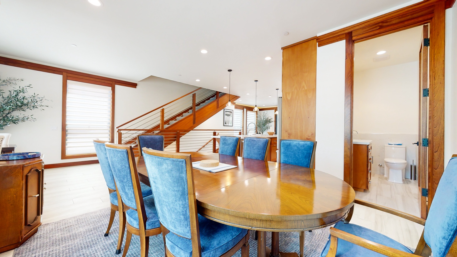 Enjoy the open flow from the kitchen to the dining room, offering seating for 8