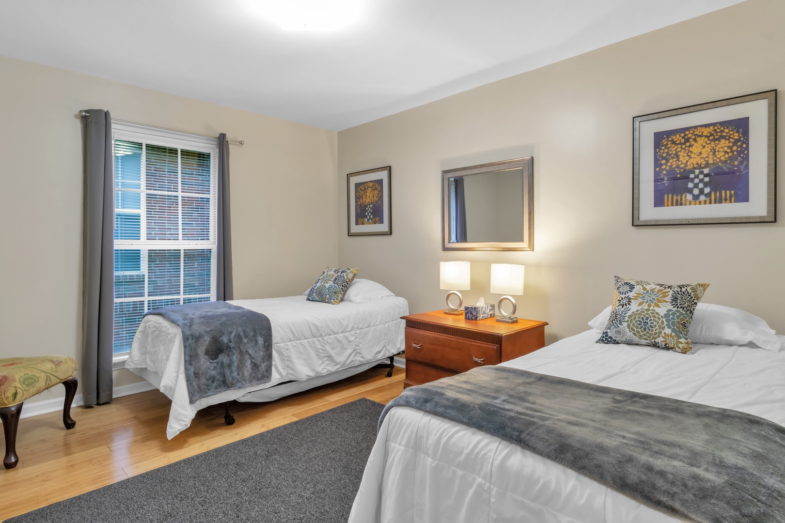 The final bedroom offers a pair of cozy twin beds