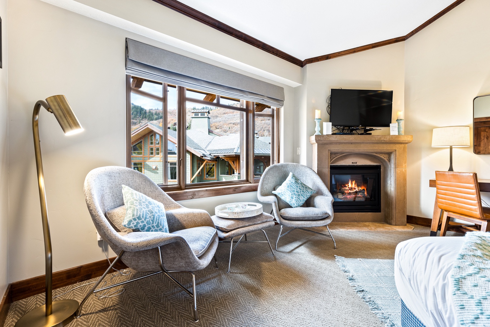 Bedroom 2 | King Bed, Fireplace, Lounge Area, Desk, Kitchenette & En-suite