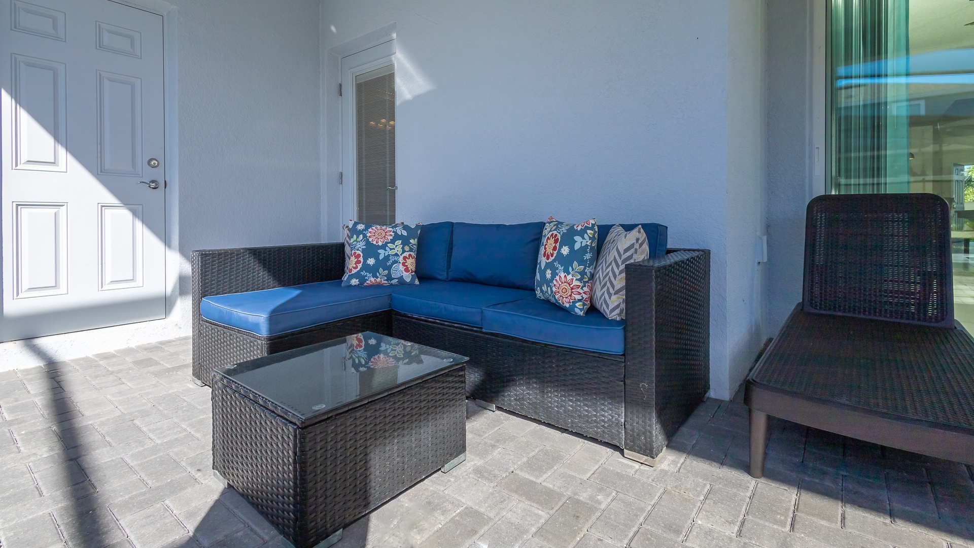 Lounge the day away or enjoy a meal on the covered back patio