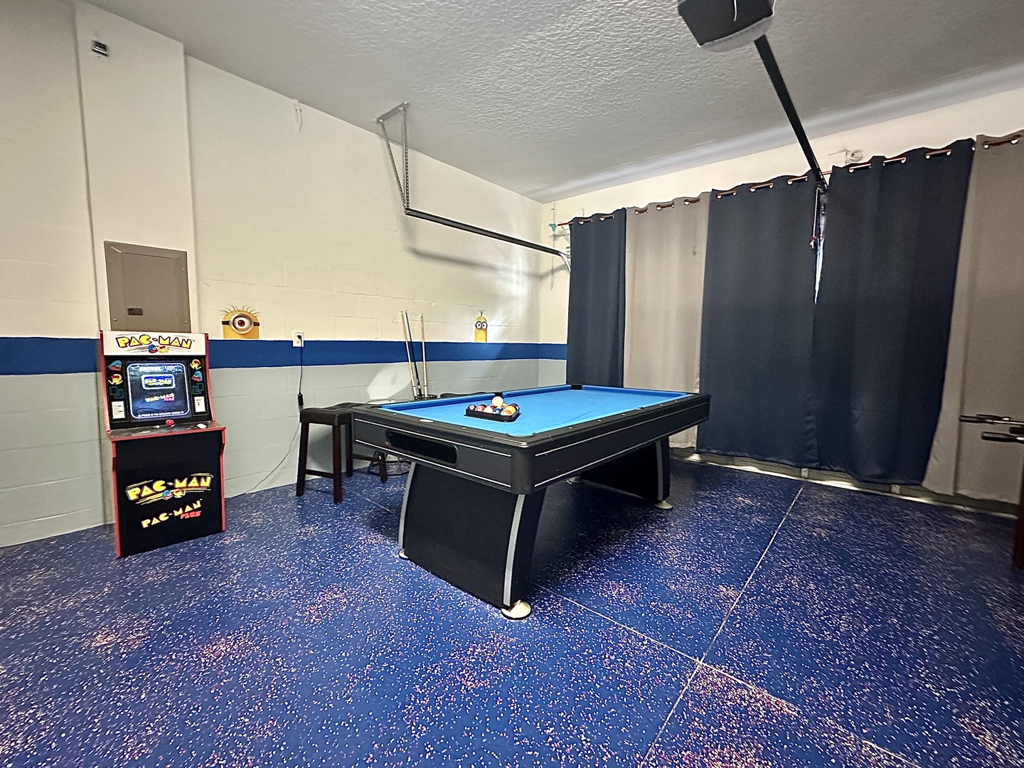Garage game room for great indoor entertainment!