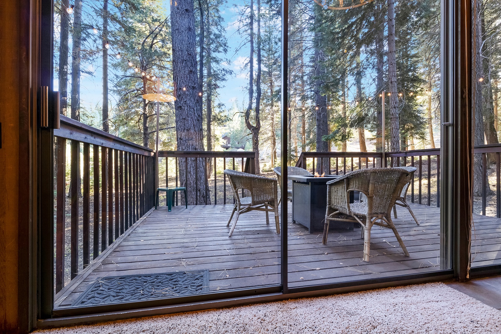 Private deck with firepit and outdoor seating