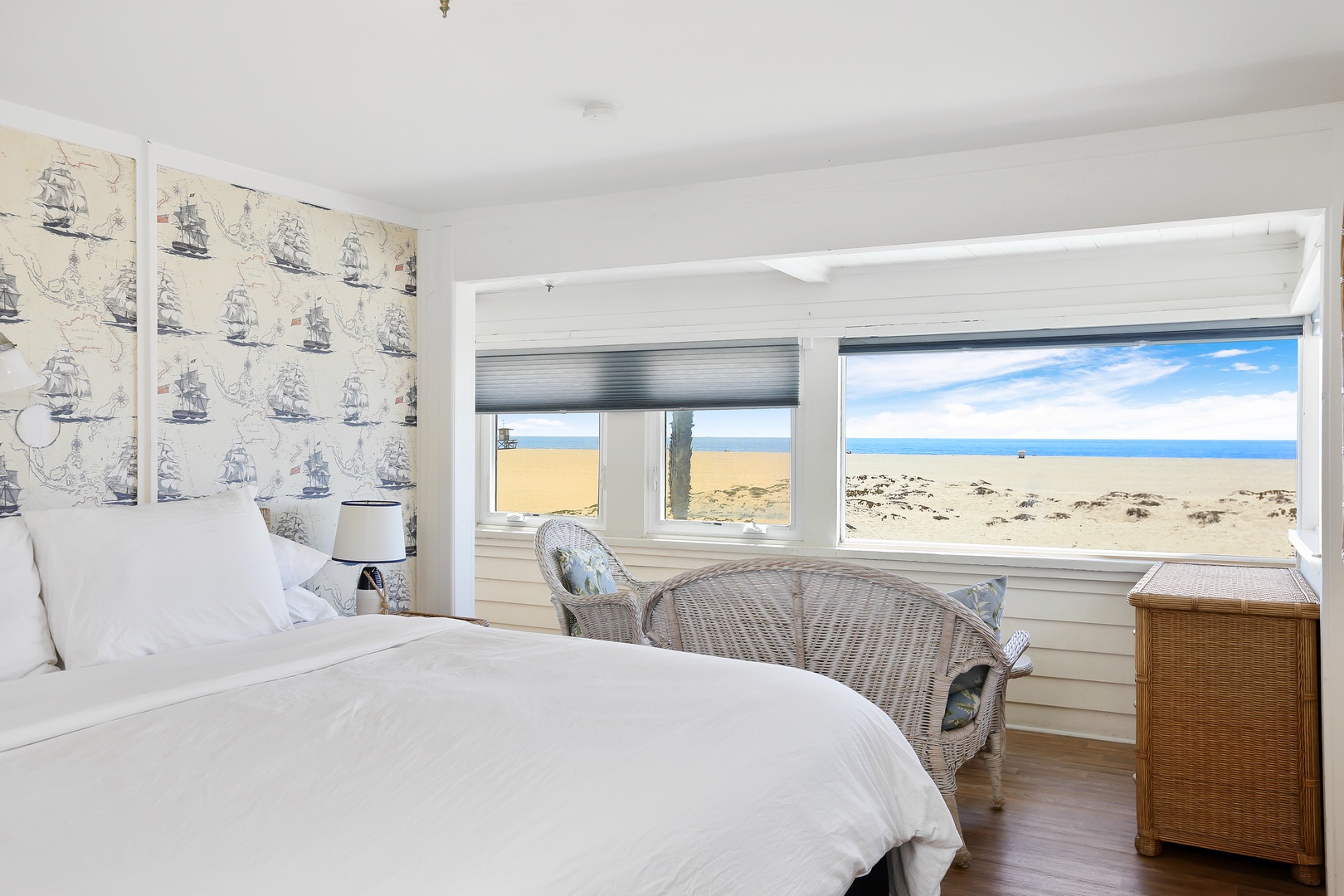 Cozy bedroom with views of the ocean