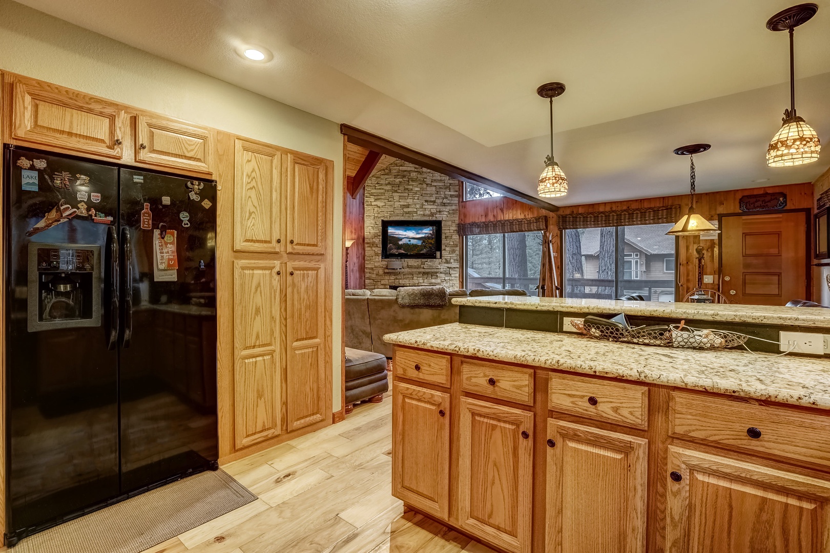Kitchen with drip coffee maker, Keurig, toaster, and more