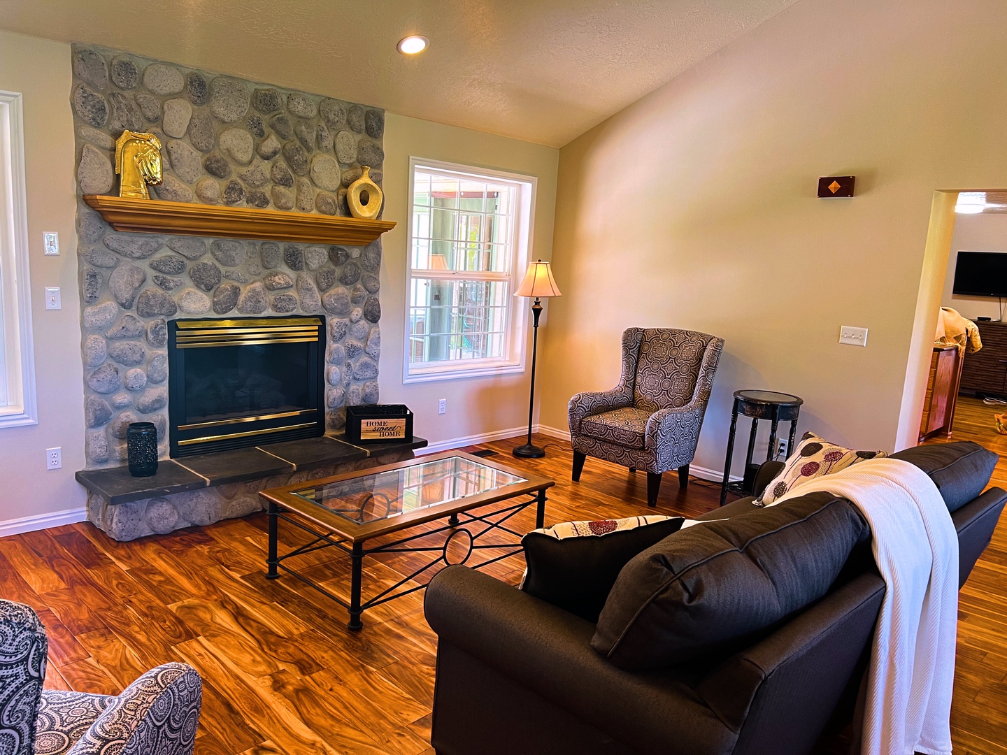 Time to unwind by the fireplace