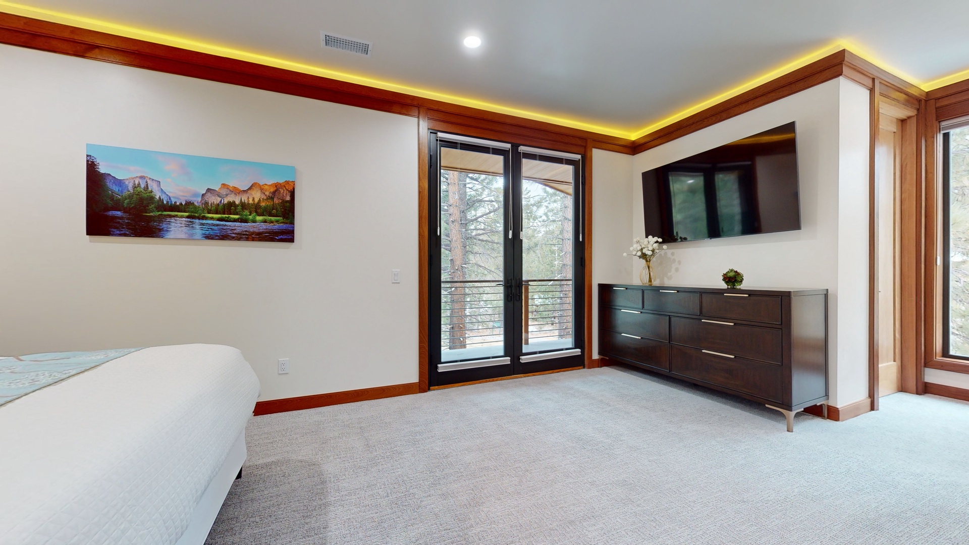 Bedroom 4 with King bed balcony, Smart TV, and en-suite