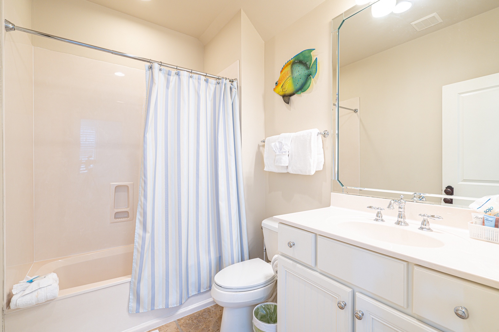 The king ensuite showcases a double vanity & glass shower