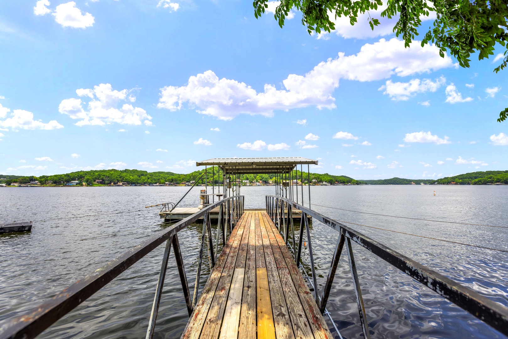 Head down the walkway to enjoy the scenery from your own private dock