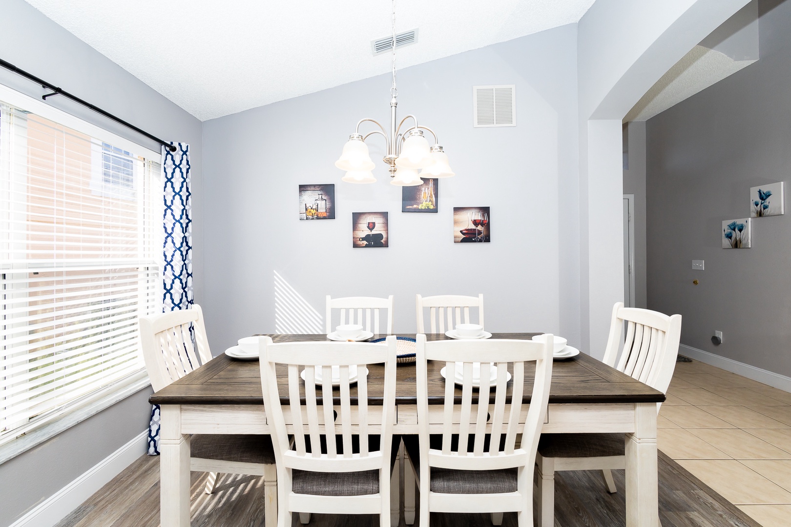 Gather for meals together at the dining table, with seating for 6