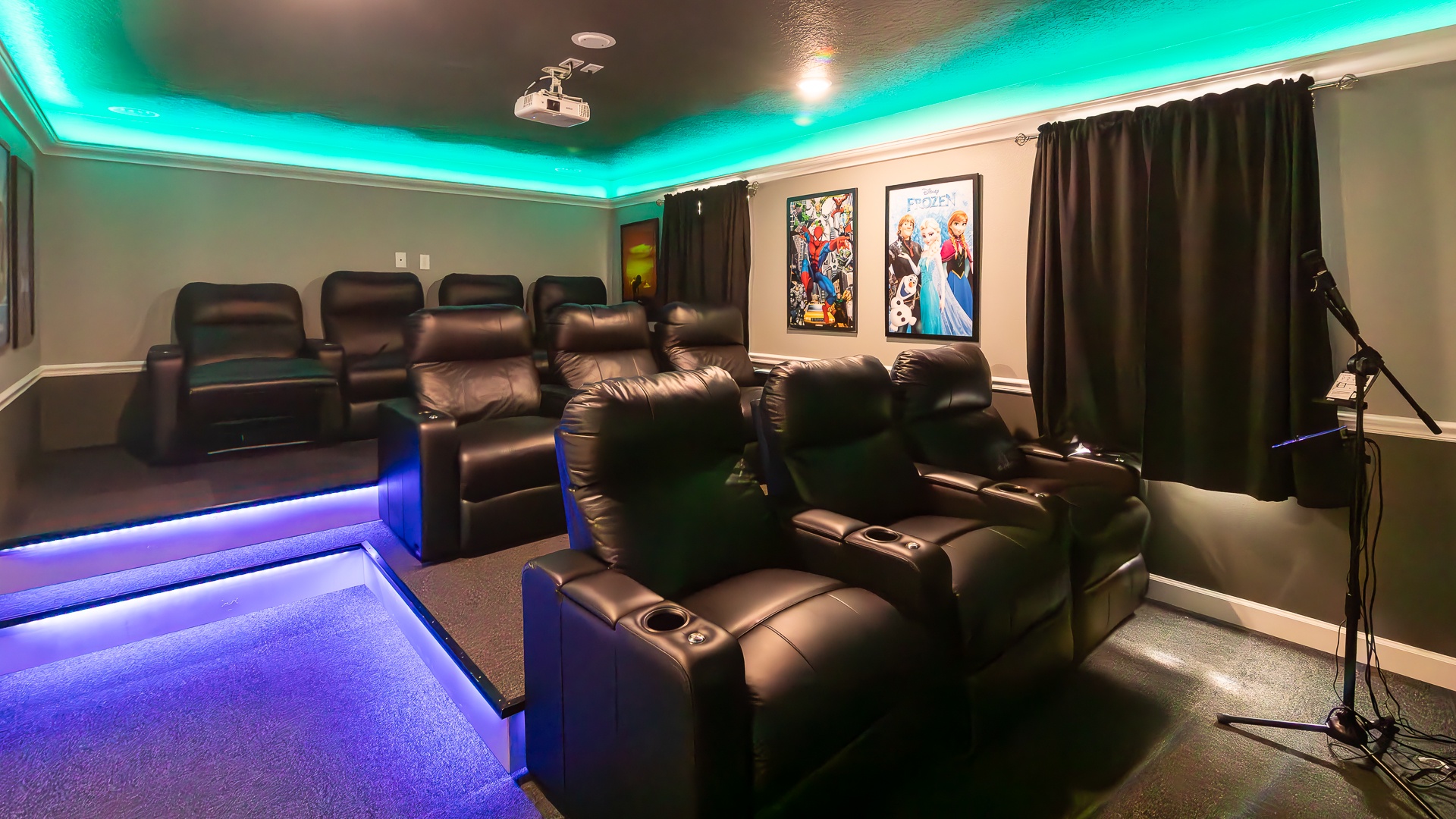 Enjoy cinematic luxury with your own private movie theater room!