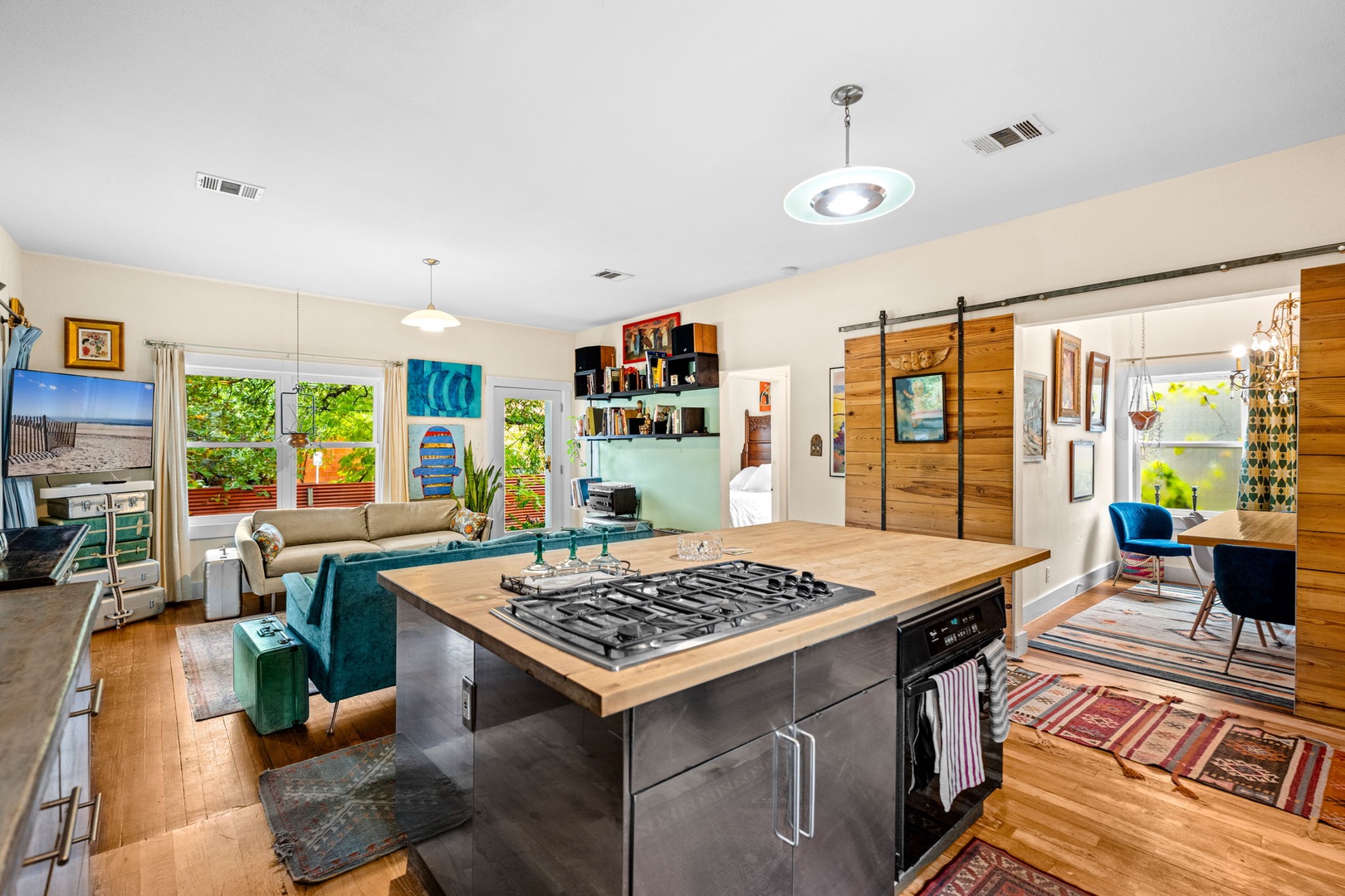 Enjoy the open layout between this home’s living, dining, & kitchen spaces