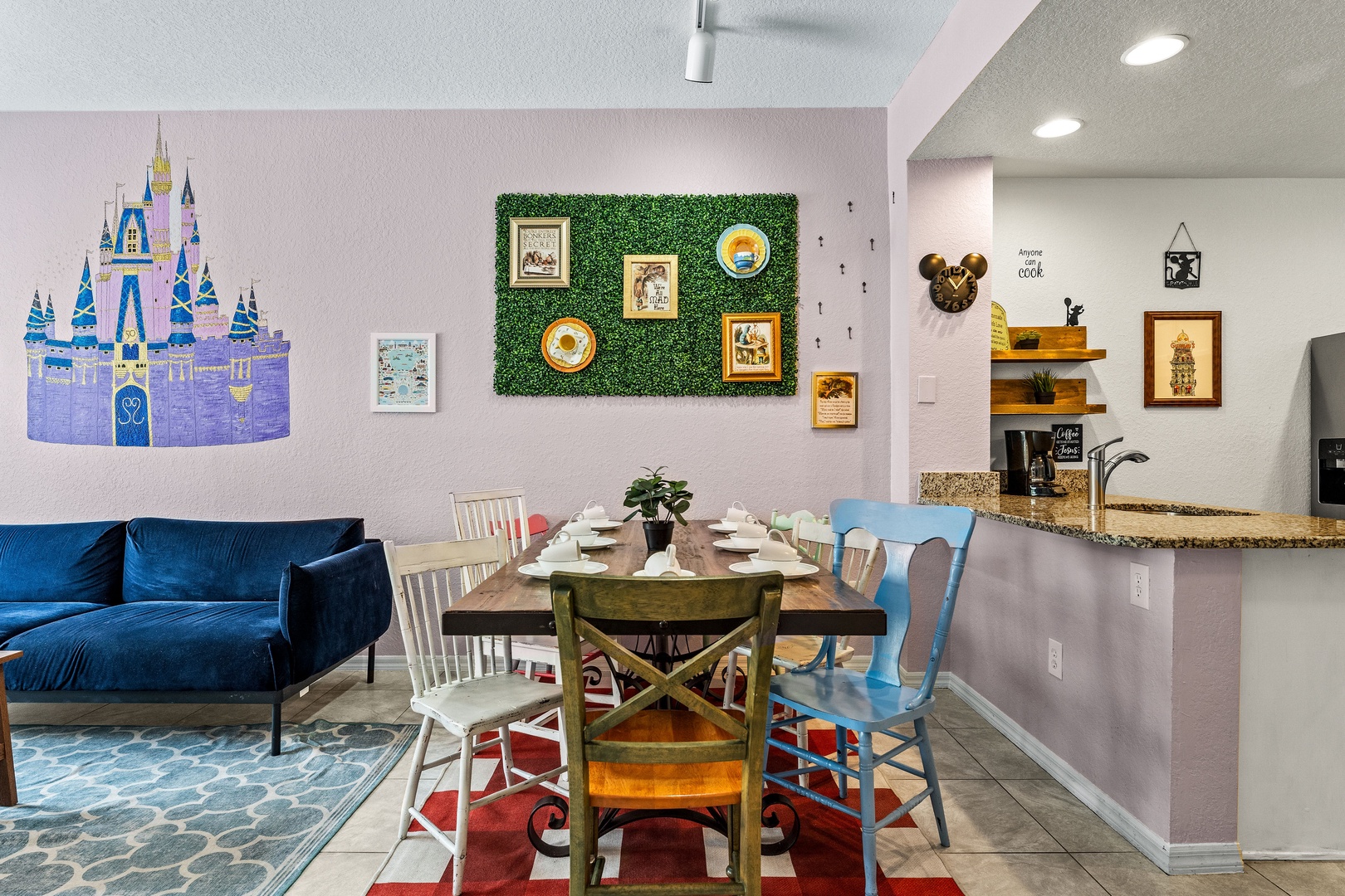 Gather for meals together at the dining table, with space for 7