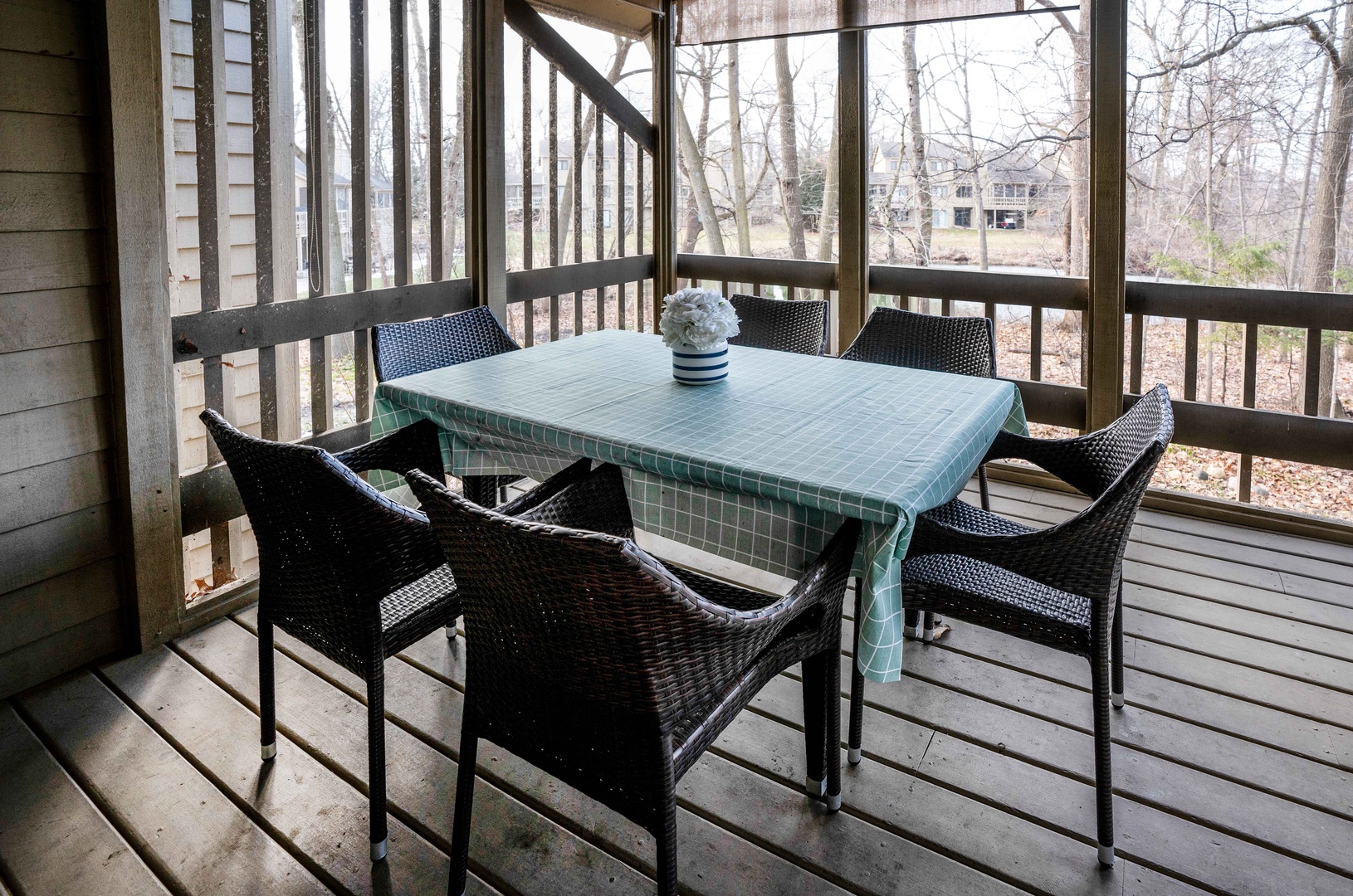 Enjoy a cup of coffee or dine al fresco on the patio, with seating for 6