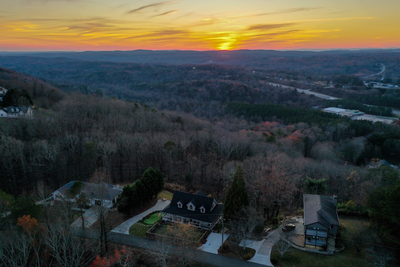 The name of this home in the North Georgia Mountains is appropriately named "Sunset View"