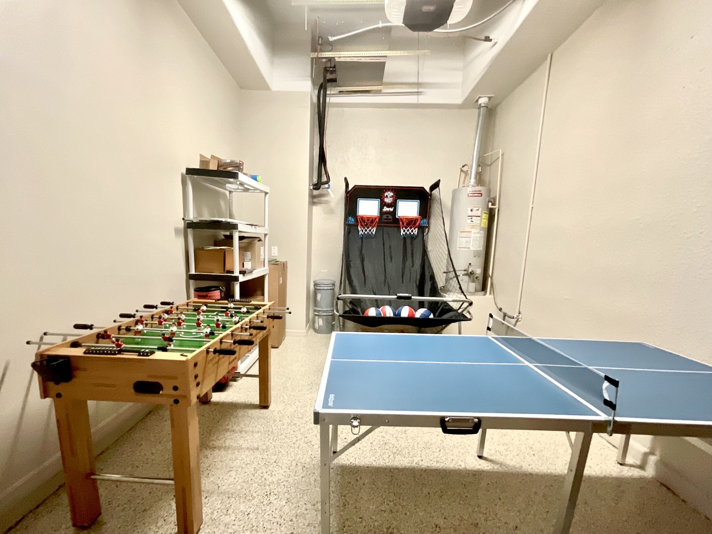 Ping pong table, Foosball, and other games for entertainment
