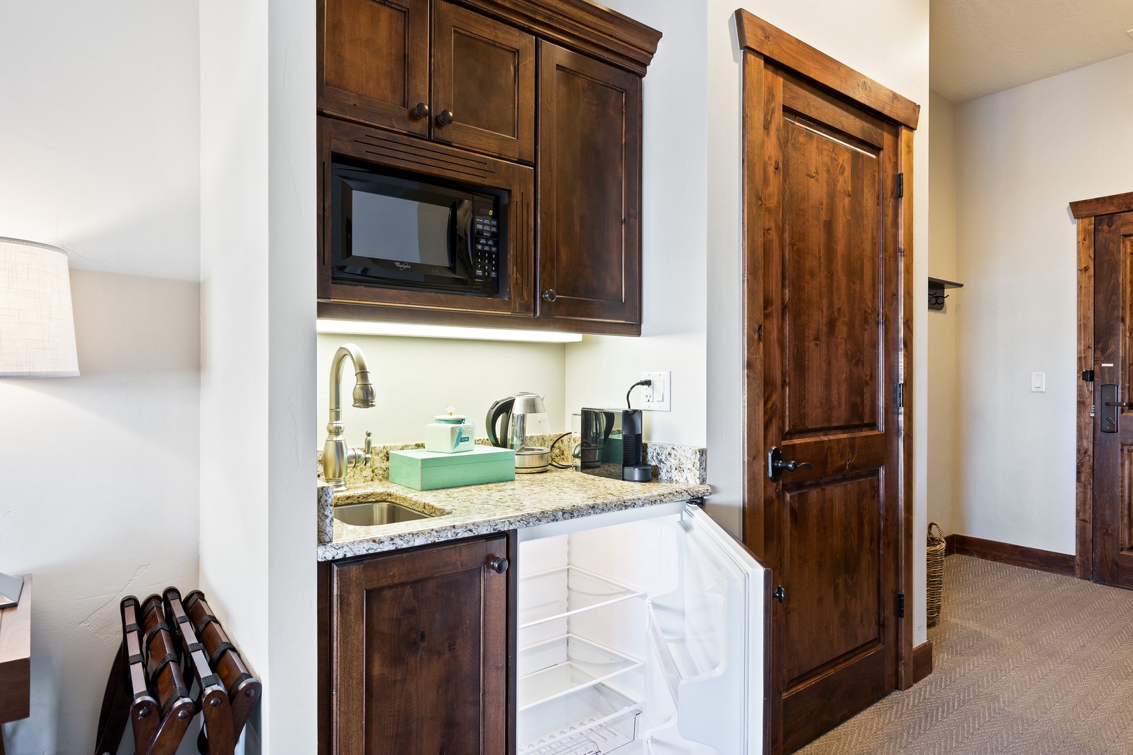 Queen Room | Kitchenette w/ Microwave, Coffee Station & Mini-fridge