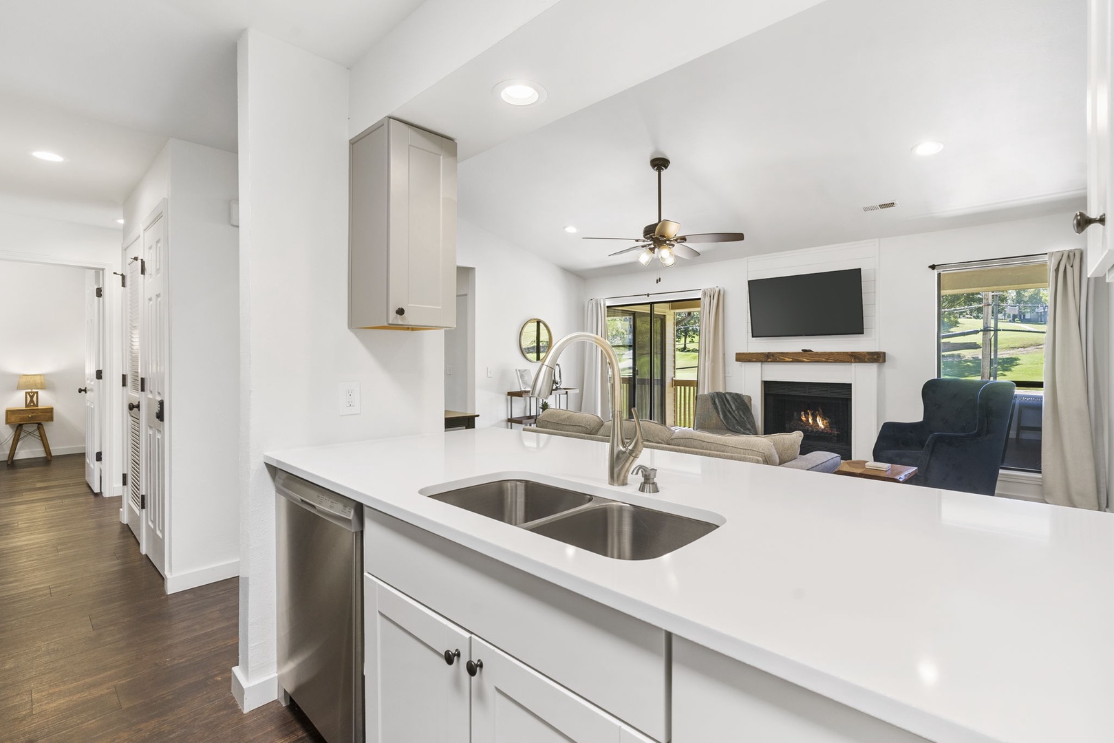 The updated kitchen offers ample storage space & all the comforts of home