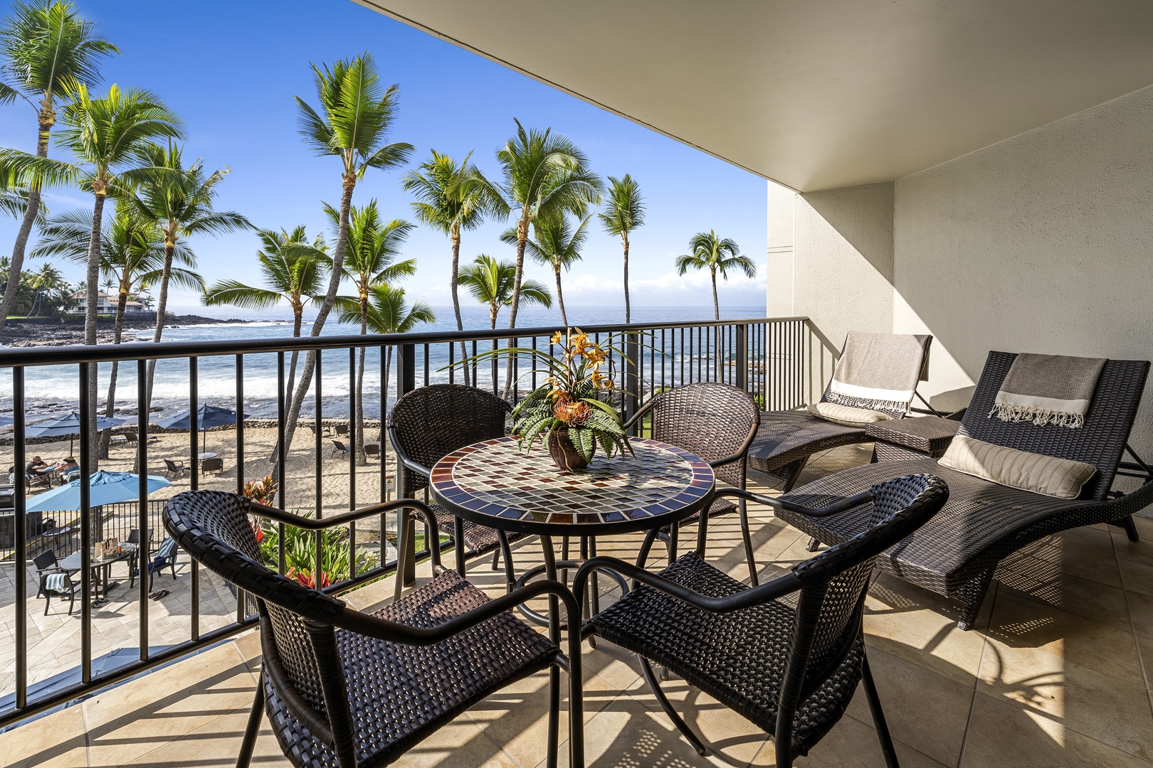 Lawn Chairs on the lanai with amazing panoramic ocean views