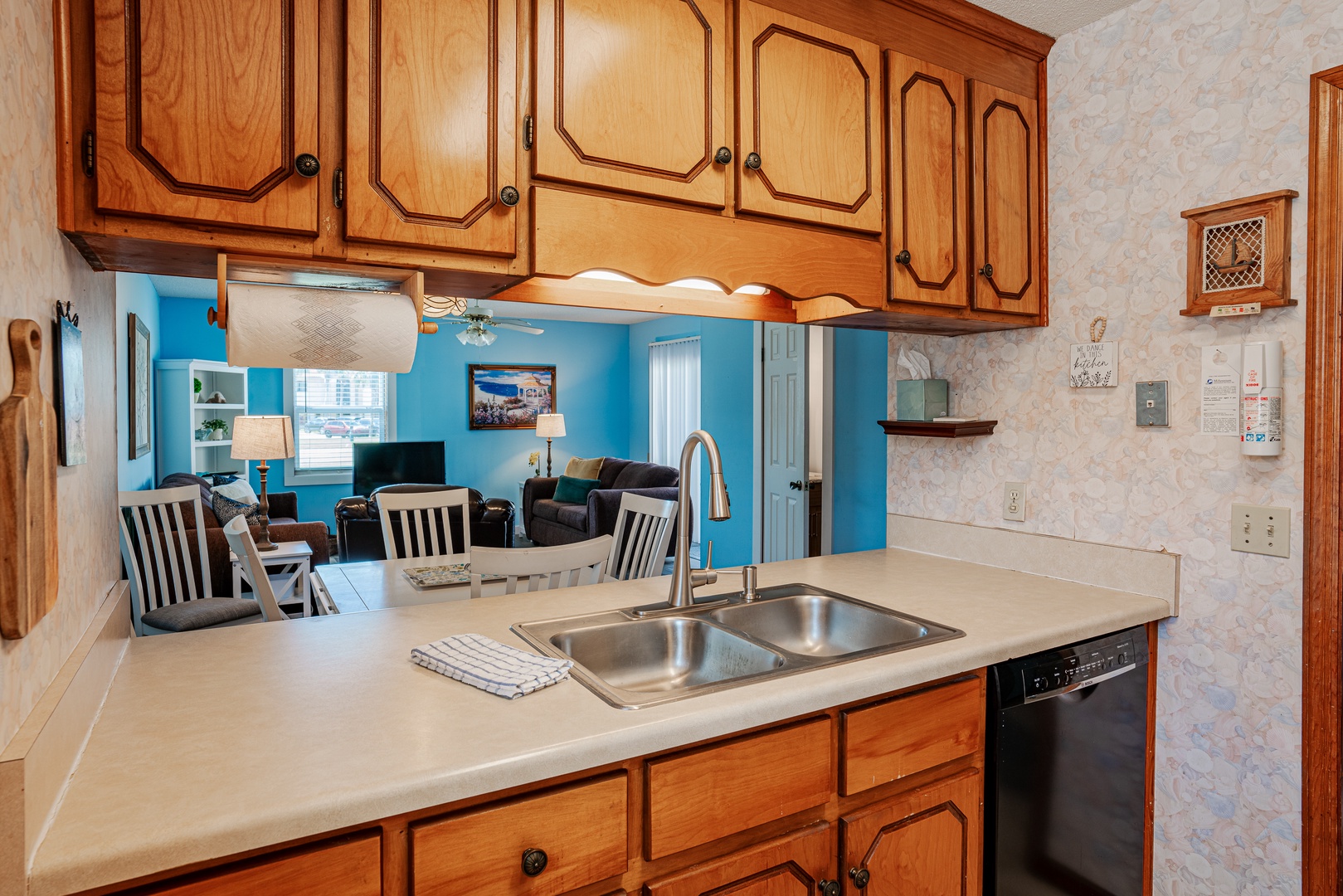 An open, airy kitchen equipped with all the comforts of home