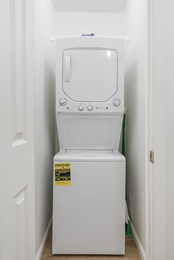 Stackable washer and dryer in laundry closet