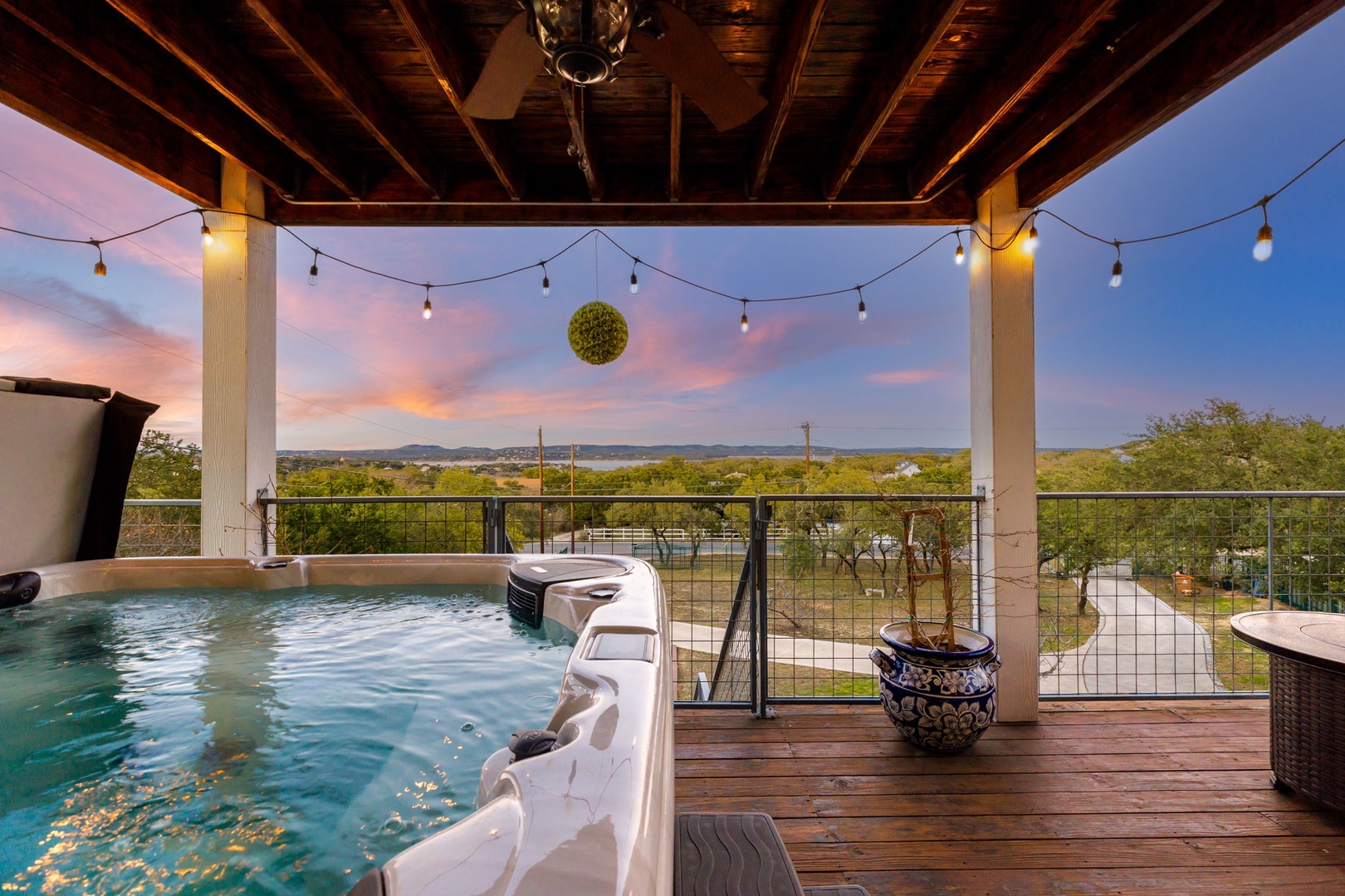 Soak your cares away with stunning views in the chalet’s upper deck hot tub