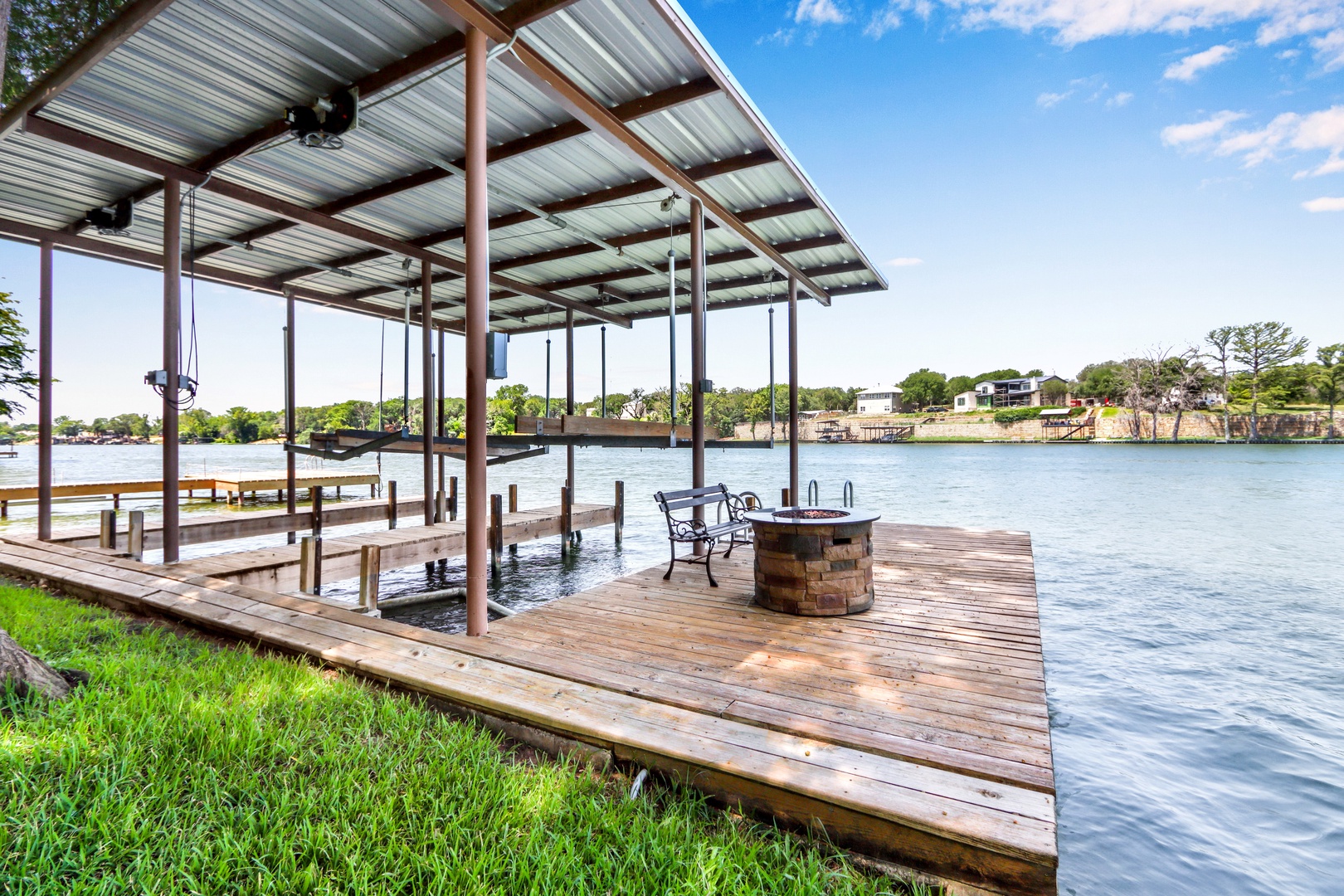 Lounge by the second firepit on the spacious dock!