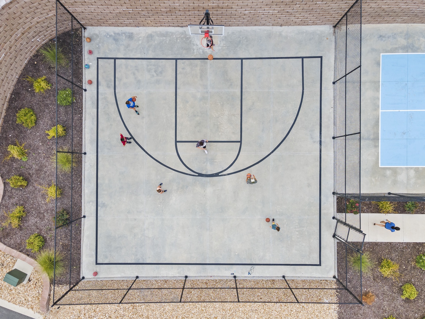 Communal basketball court
