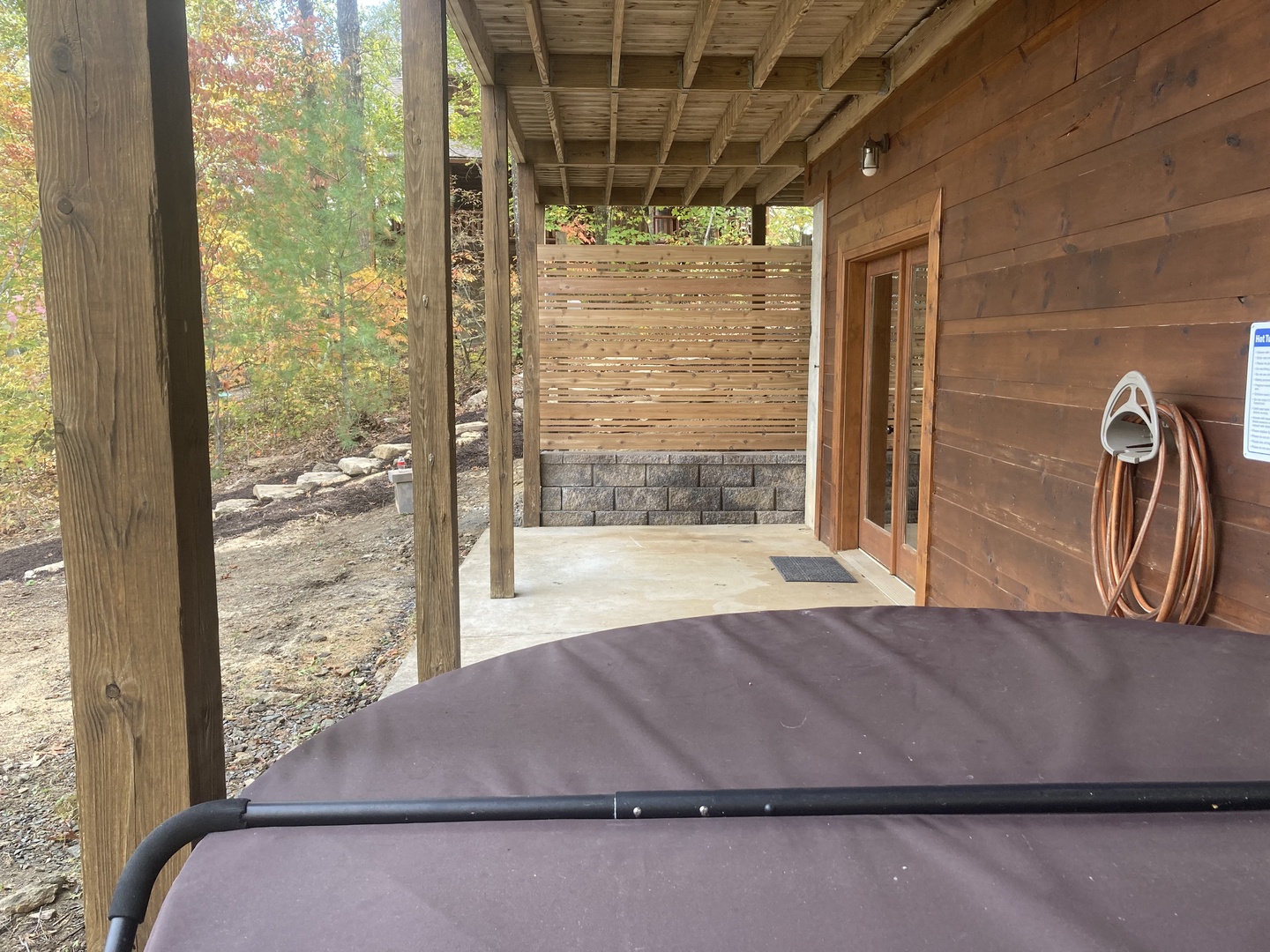 Enjoy the seclusion of the hot tub privacy wall while you soak the day away