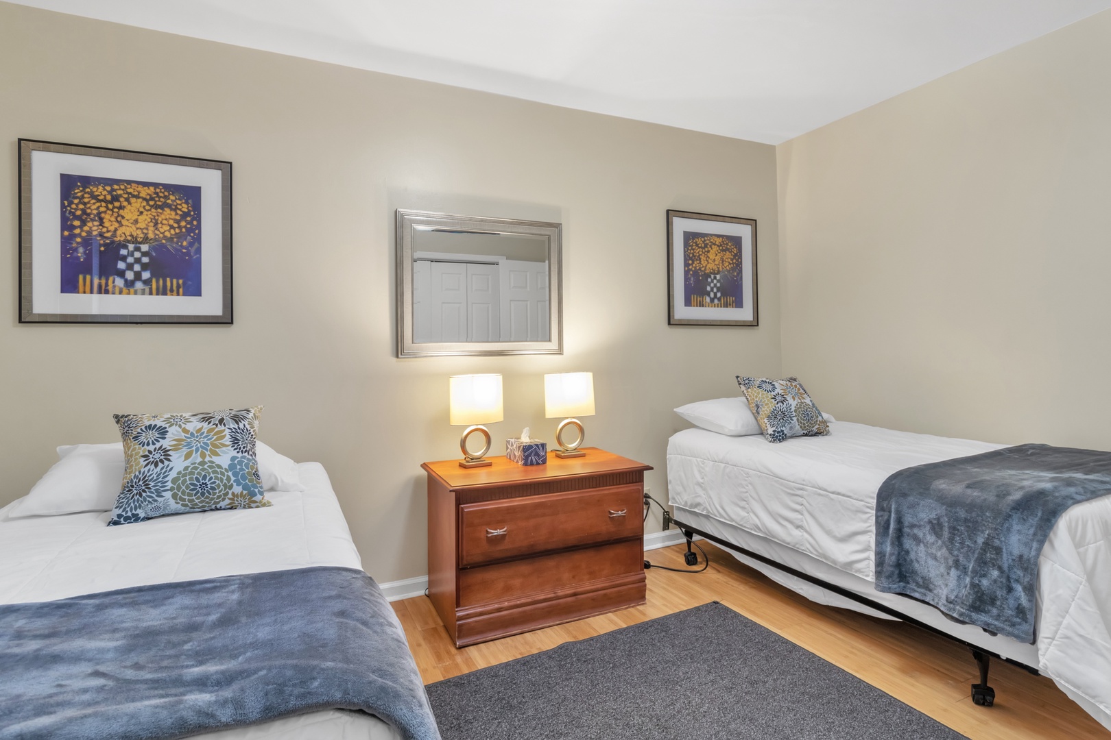 The final bedroom offers a pair of cozy twin beds