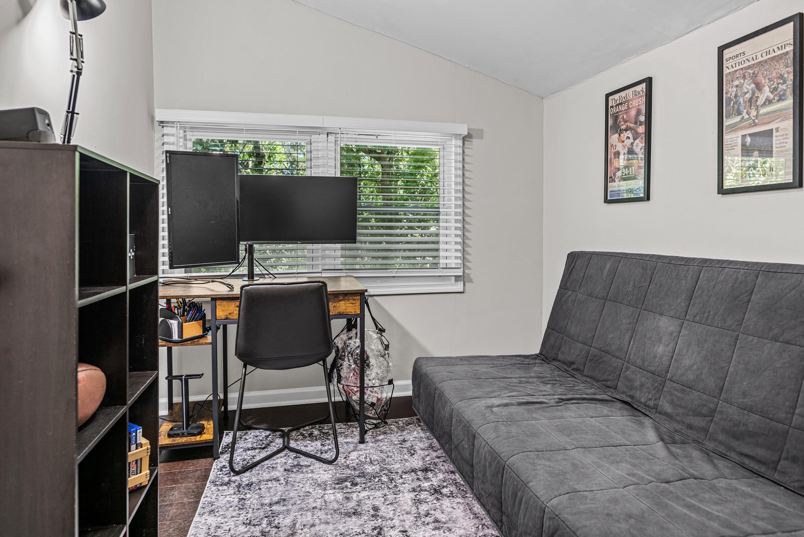 The 2nd bedroom offers a full-sized futon & can also serve as an office space