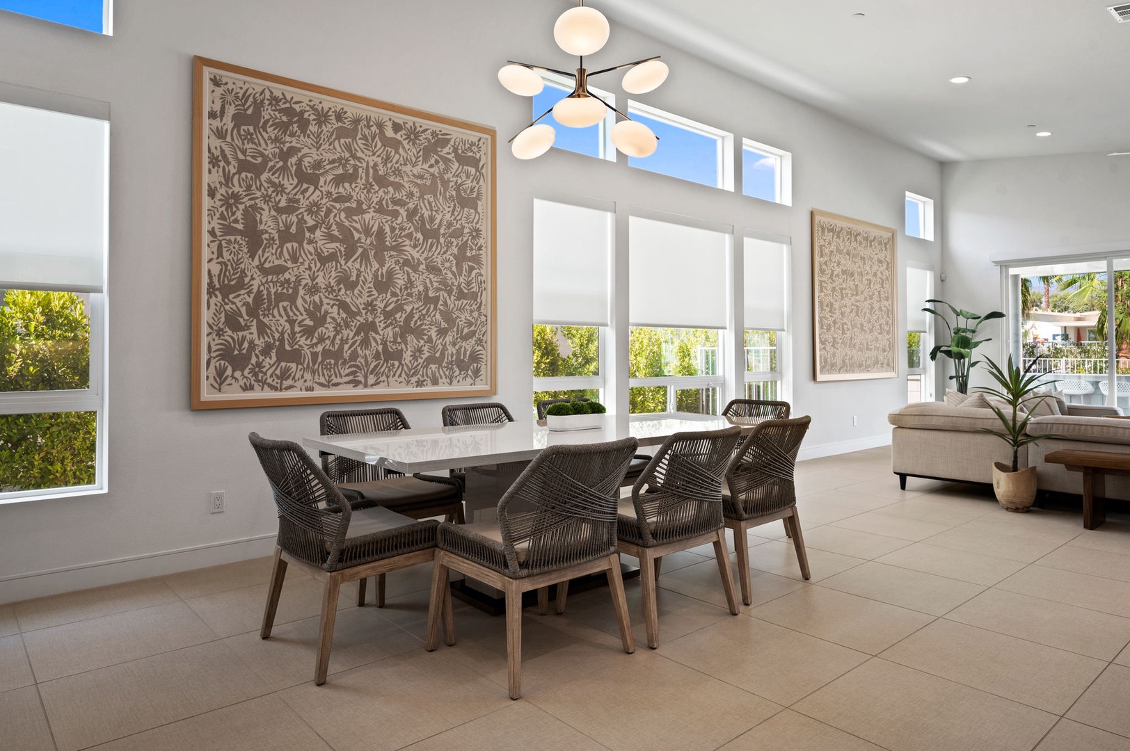 Dining room table is equipped for 8 people