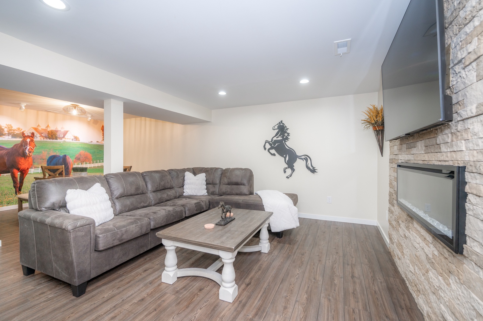 Kick back & relax while you stream your favorites in the lower-level living area