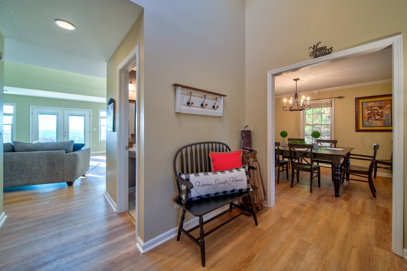 A bright, airy entryway will welcome you home