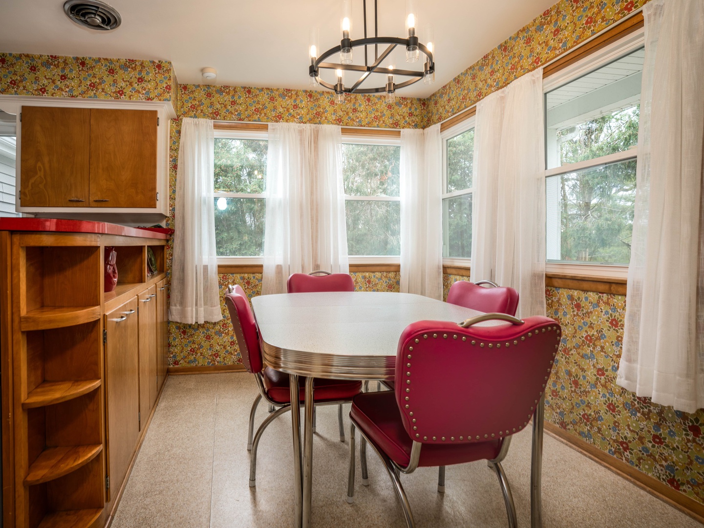 Dining area with table and seating for 4