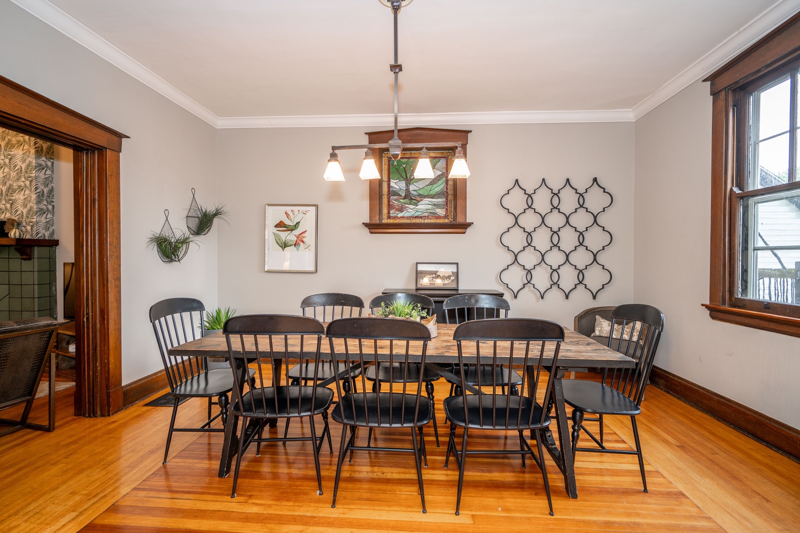 Gather for sophisticated meals together at the dining table, seating 8
