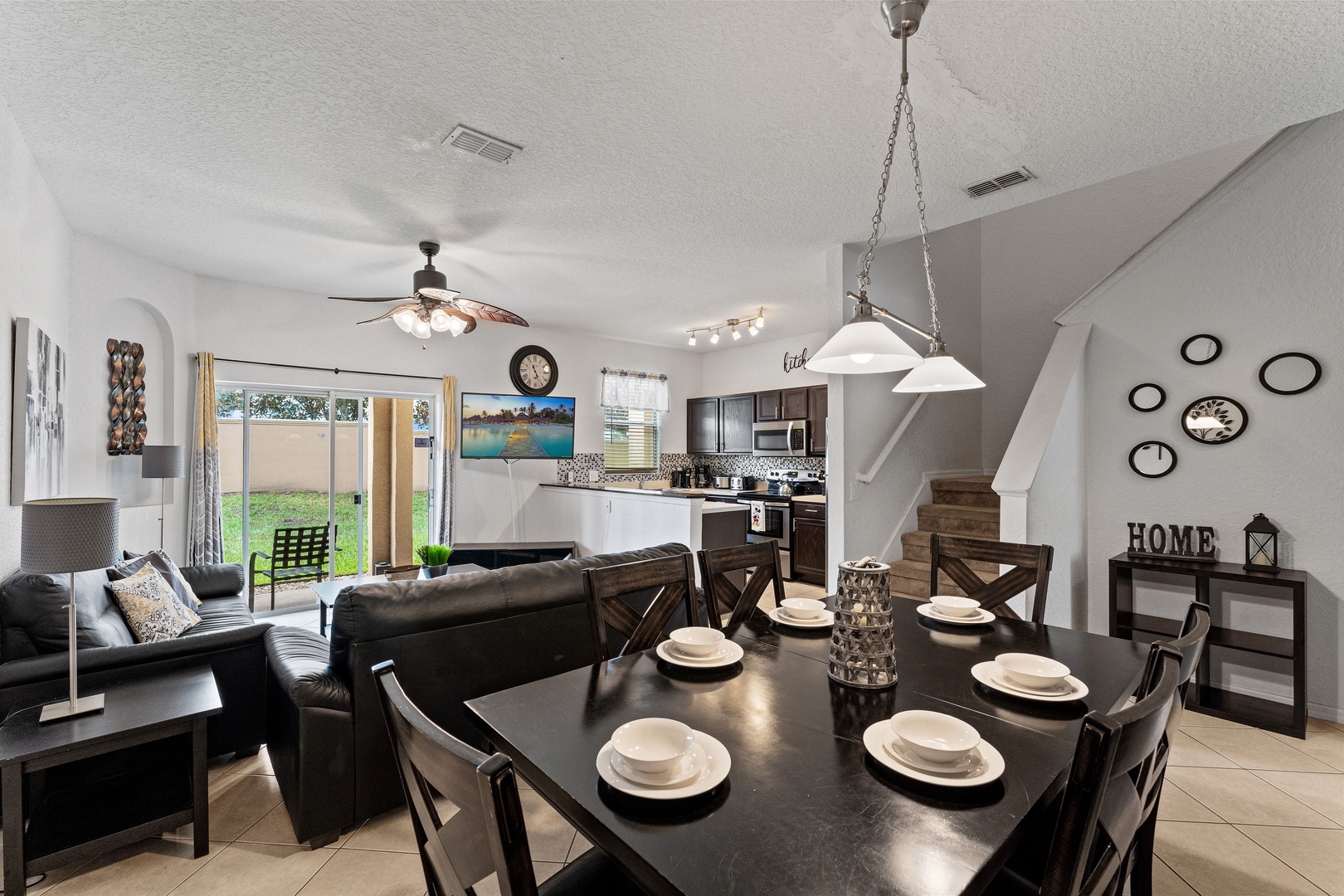 Dining area with table and seating for 6