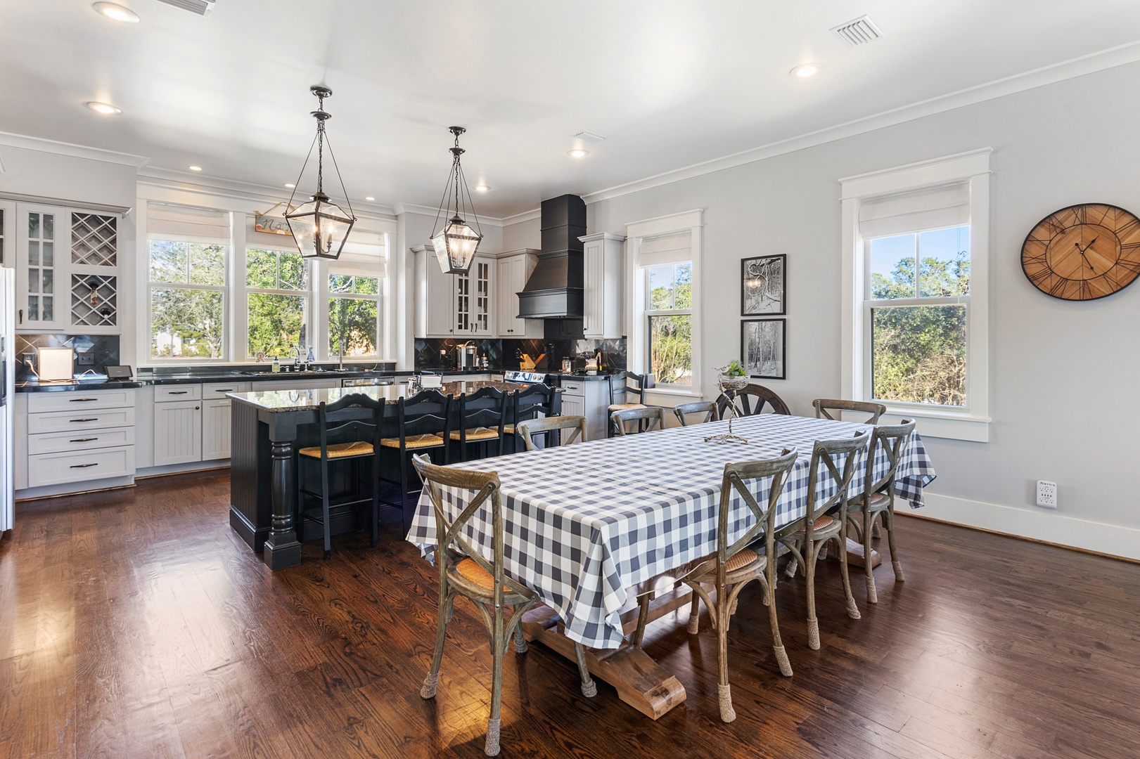Dining table with seating for 8