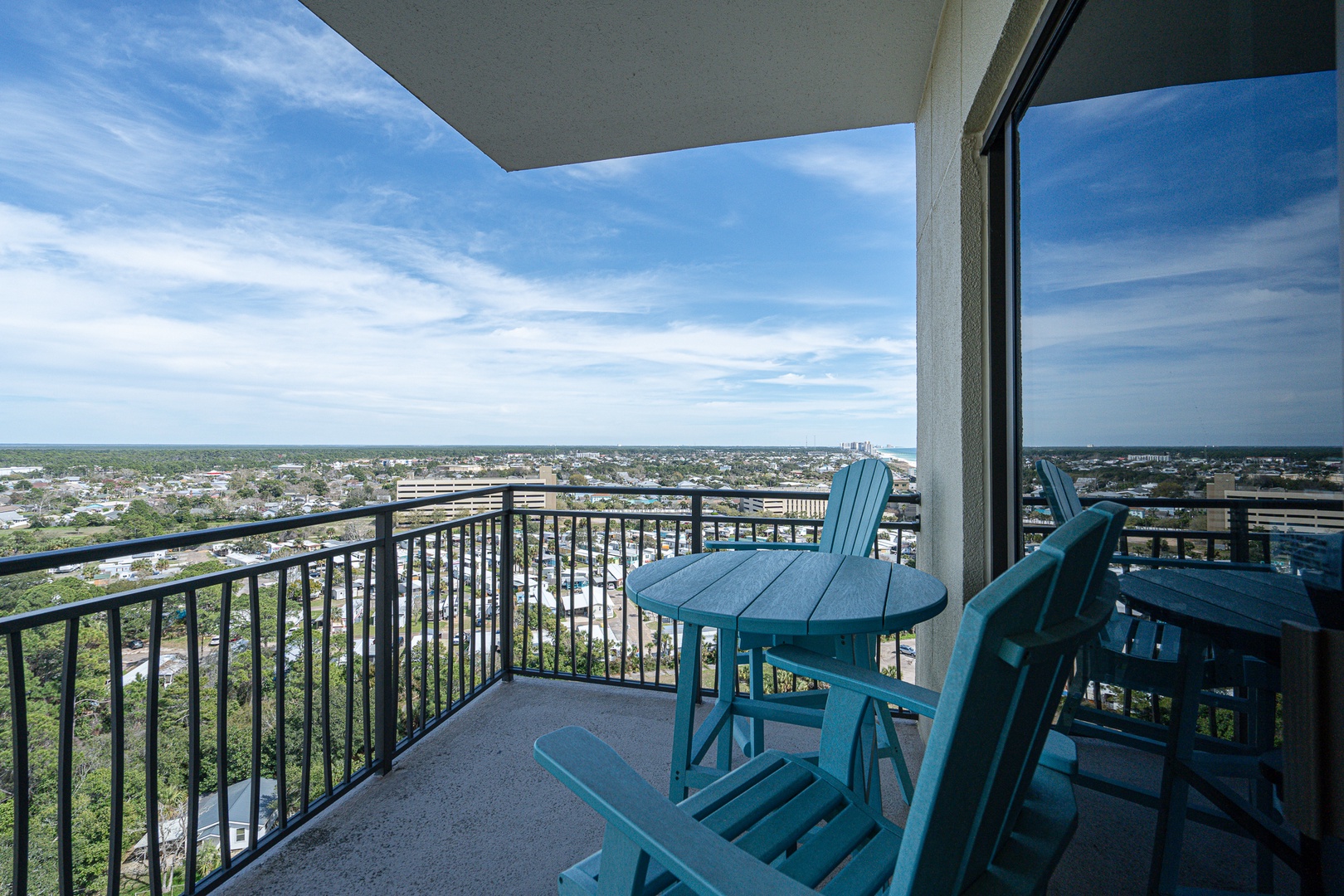 Sip your coffee or a drink in the fresh air with stunning balcony views