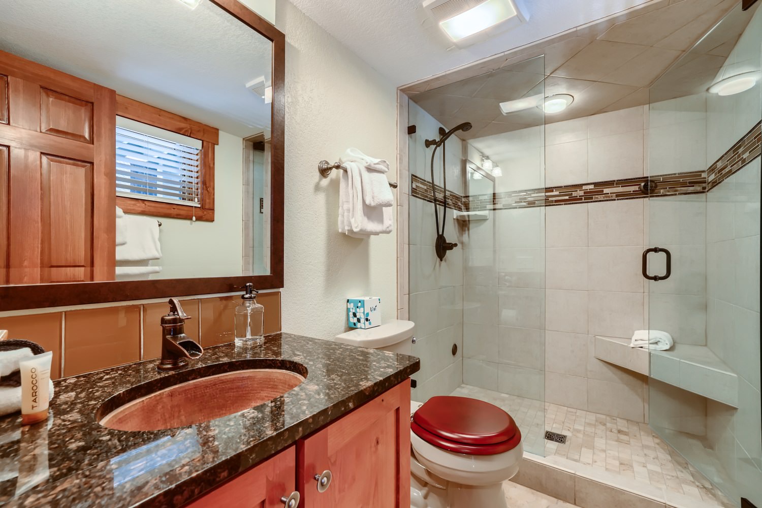 Shared bathroom with stand up shower