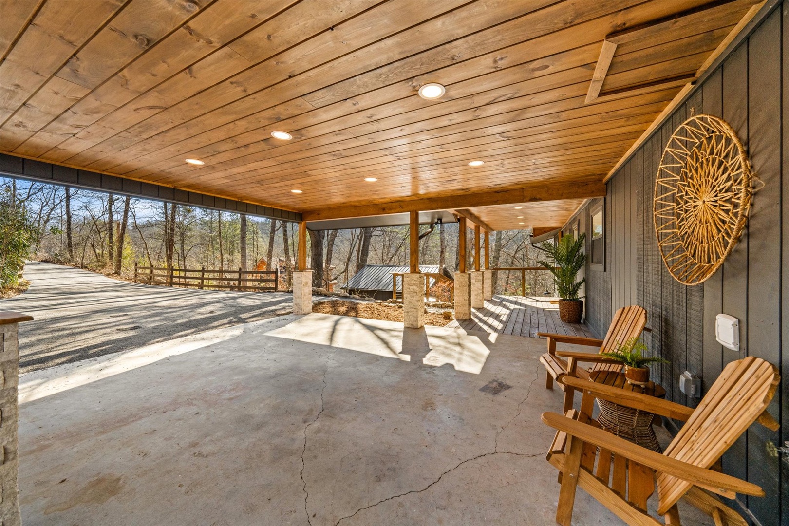 Enjoy coffee or an evening beverage under the shade of the front porch area