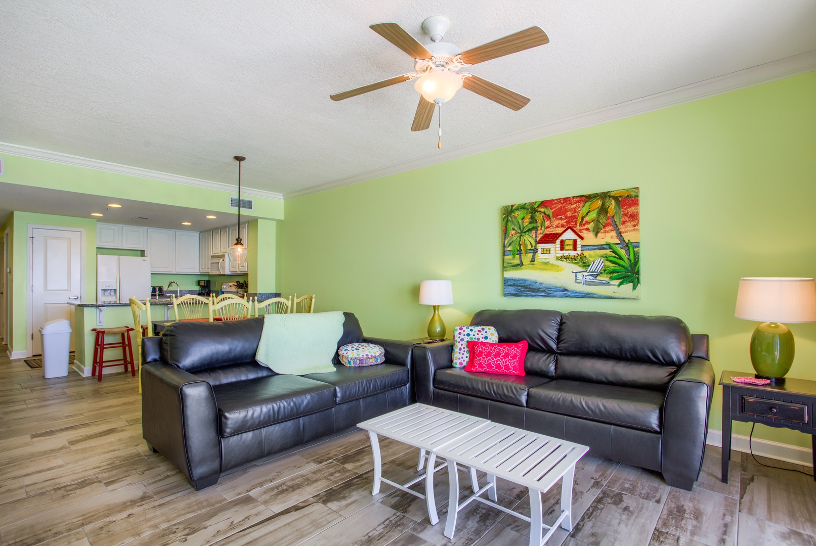 Ample comfortable seating is available in the Living Room