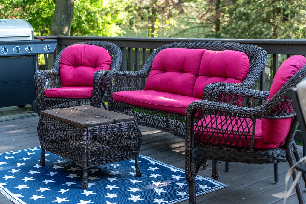 Patio cushions available in the deck storage