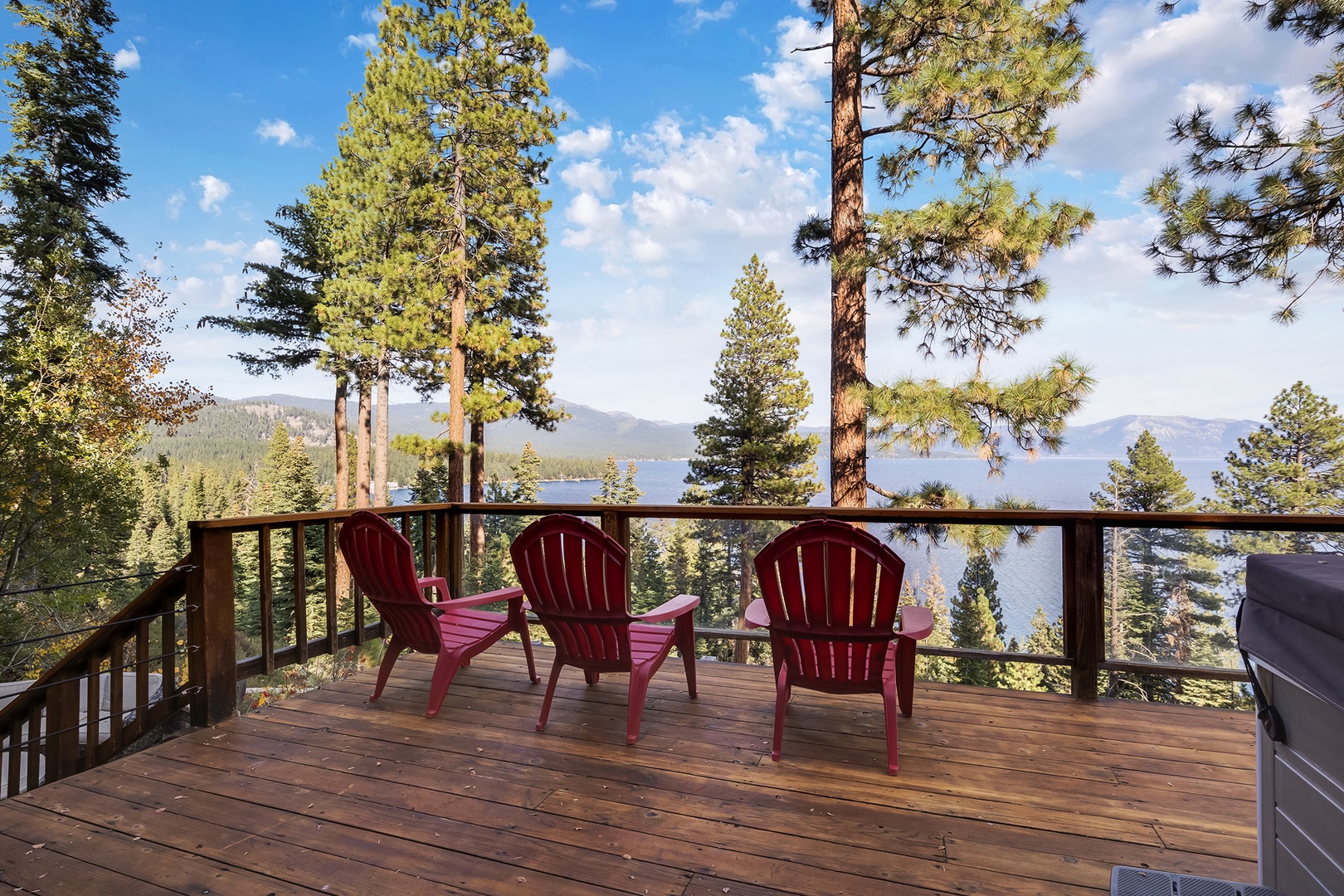 Lower deck with seating and hot tub