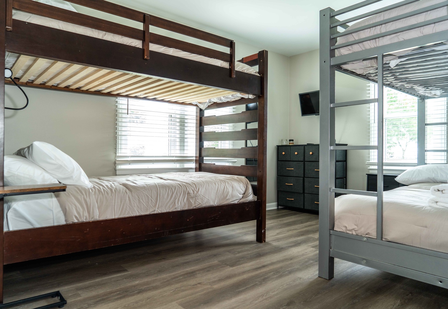 Full-over-full & twin-over-twin bunks await in the main-floor bedroom