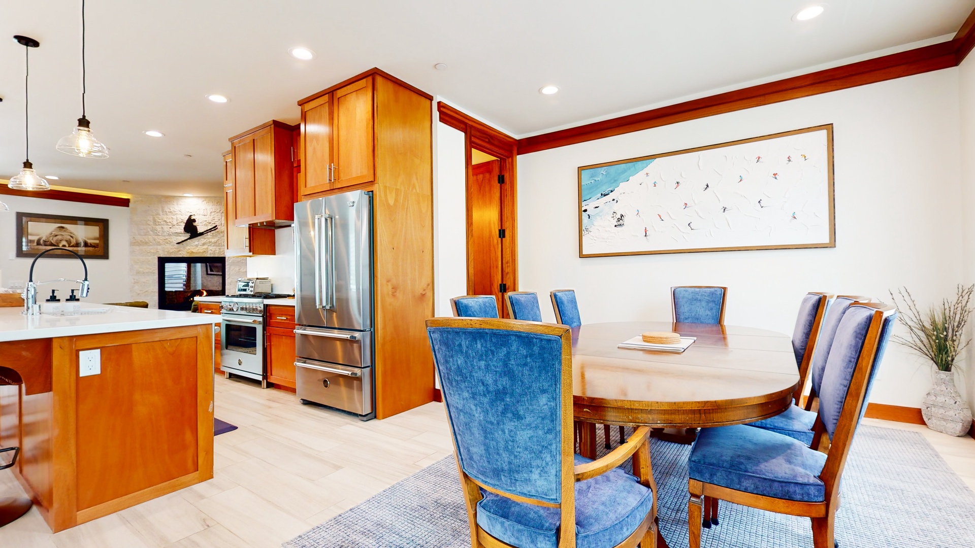 Enjoy the open flow from the kitchen to the dining room, offering seating for 8