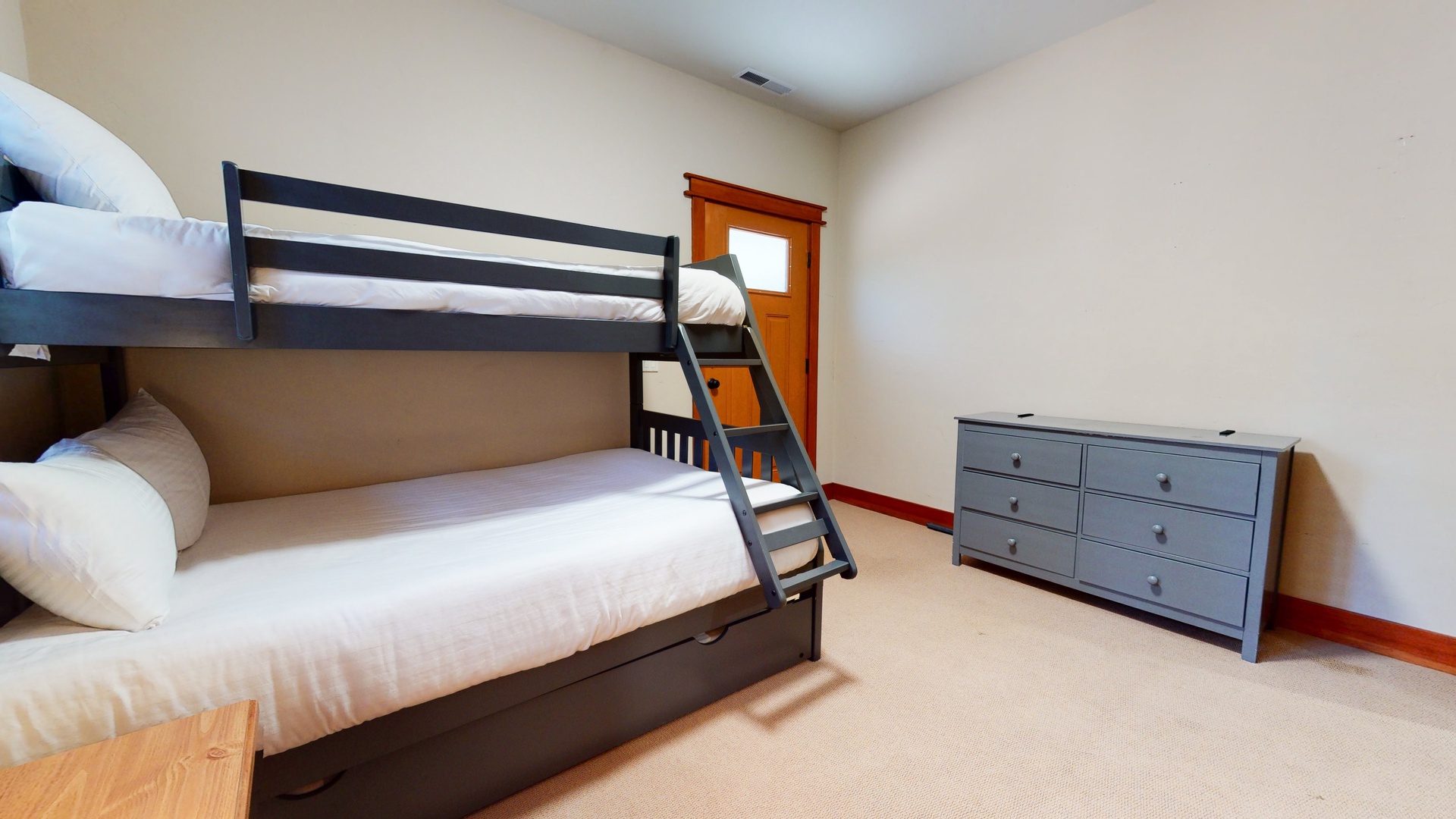 4th bedroom: Twin over Full bunkbed with patio access (ground floor)
