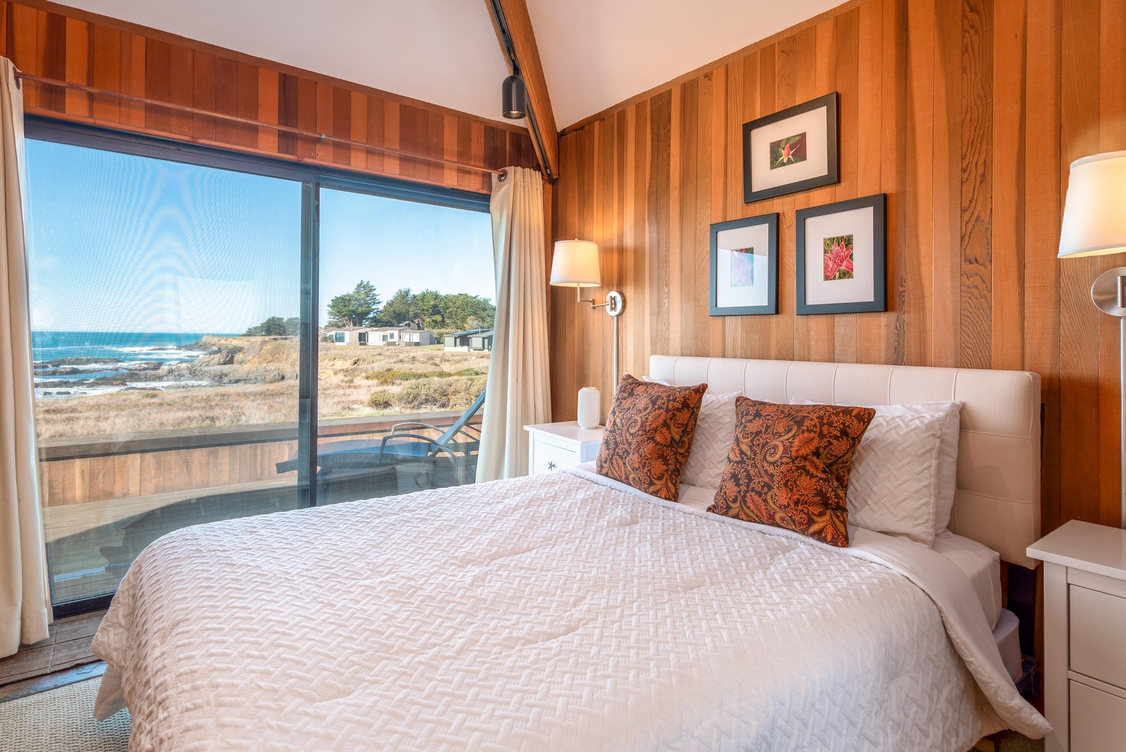 Bedroom 3: Queen bed with deck access and ocean views