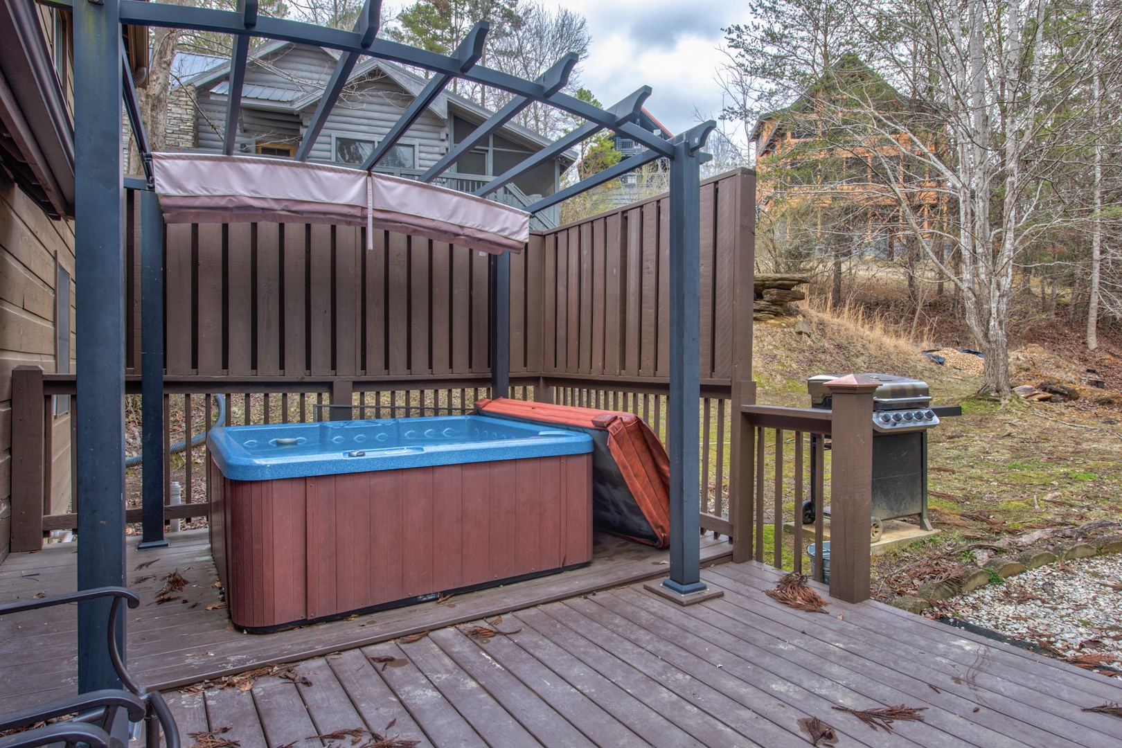 Soak your cares away in the private hot tub