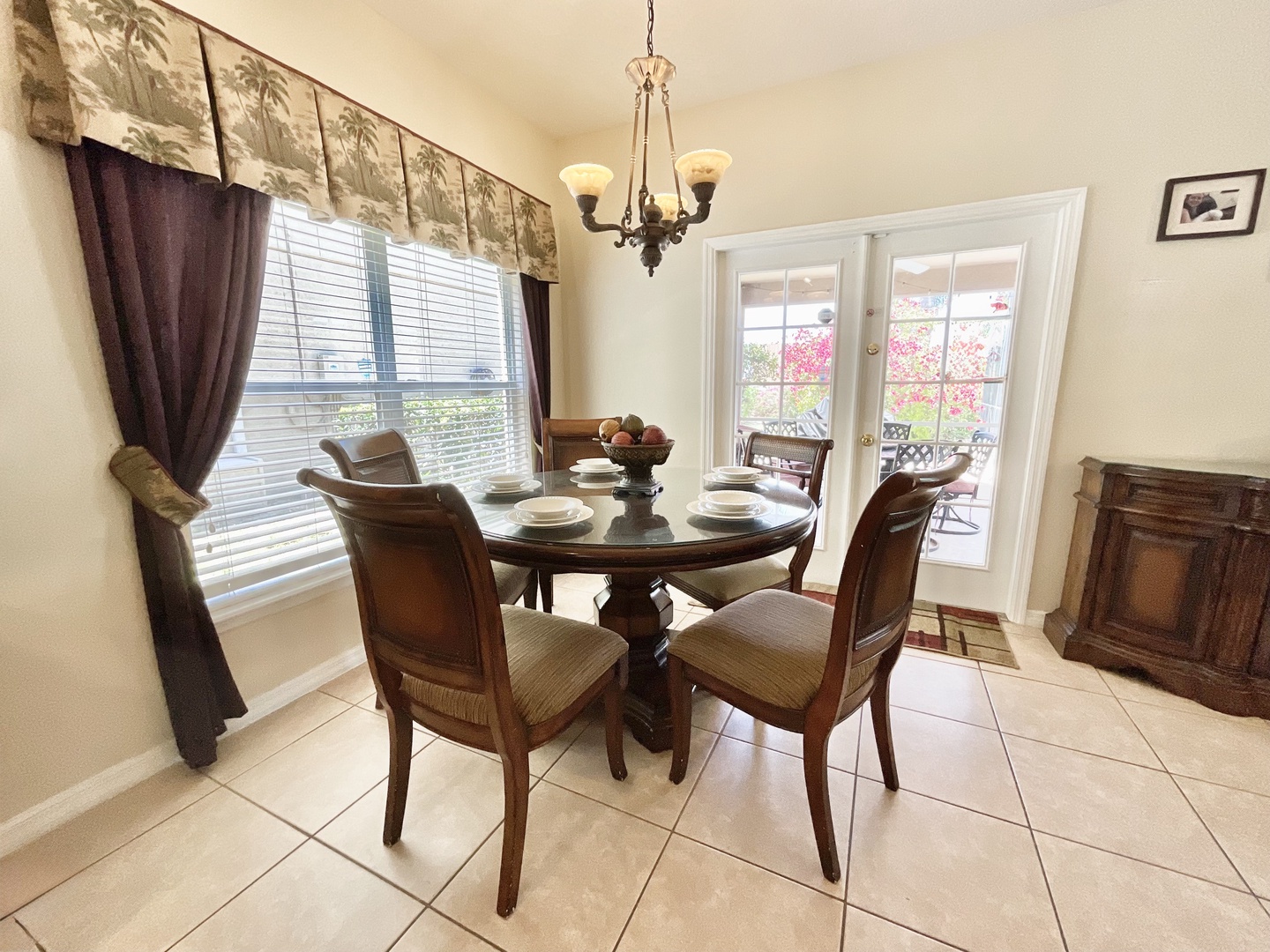 Sip morning coffee or grab a bite at the kitchen table, seating 4