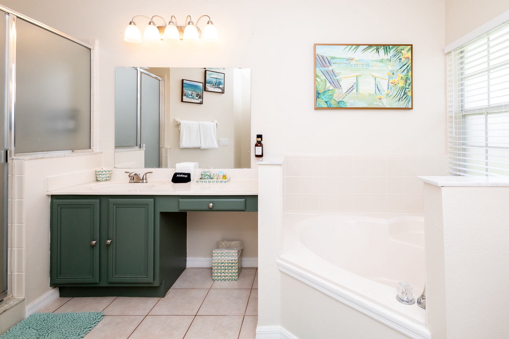 Bedroom ensuite with shower and soaking tub